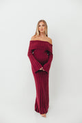 Evella Maxi Dress in Burgundy - Bump Friendly *Final Sale*