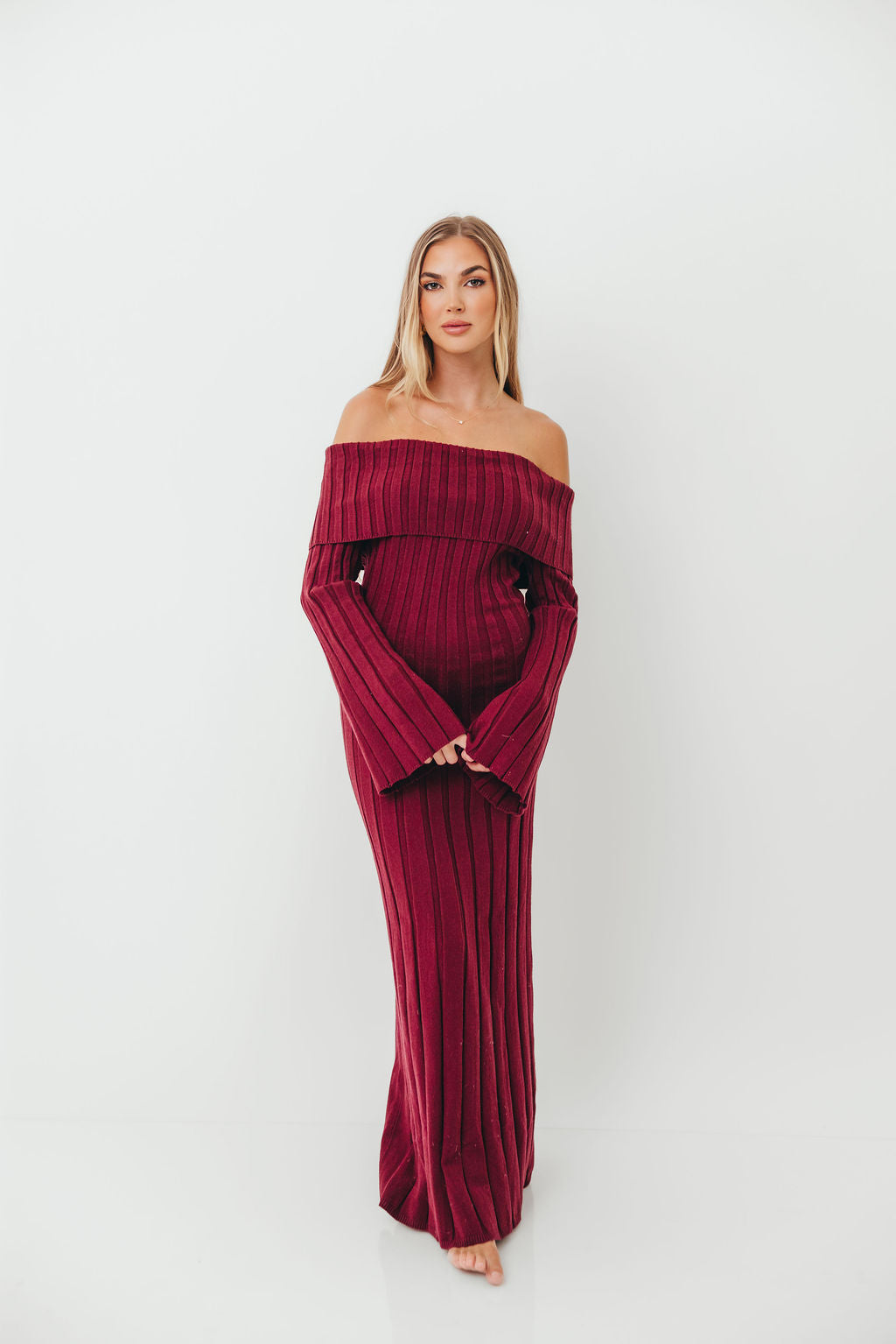 Evella Maxi Dress in Burgundy - Bump Friendly *Final Sale*
