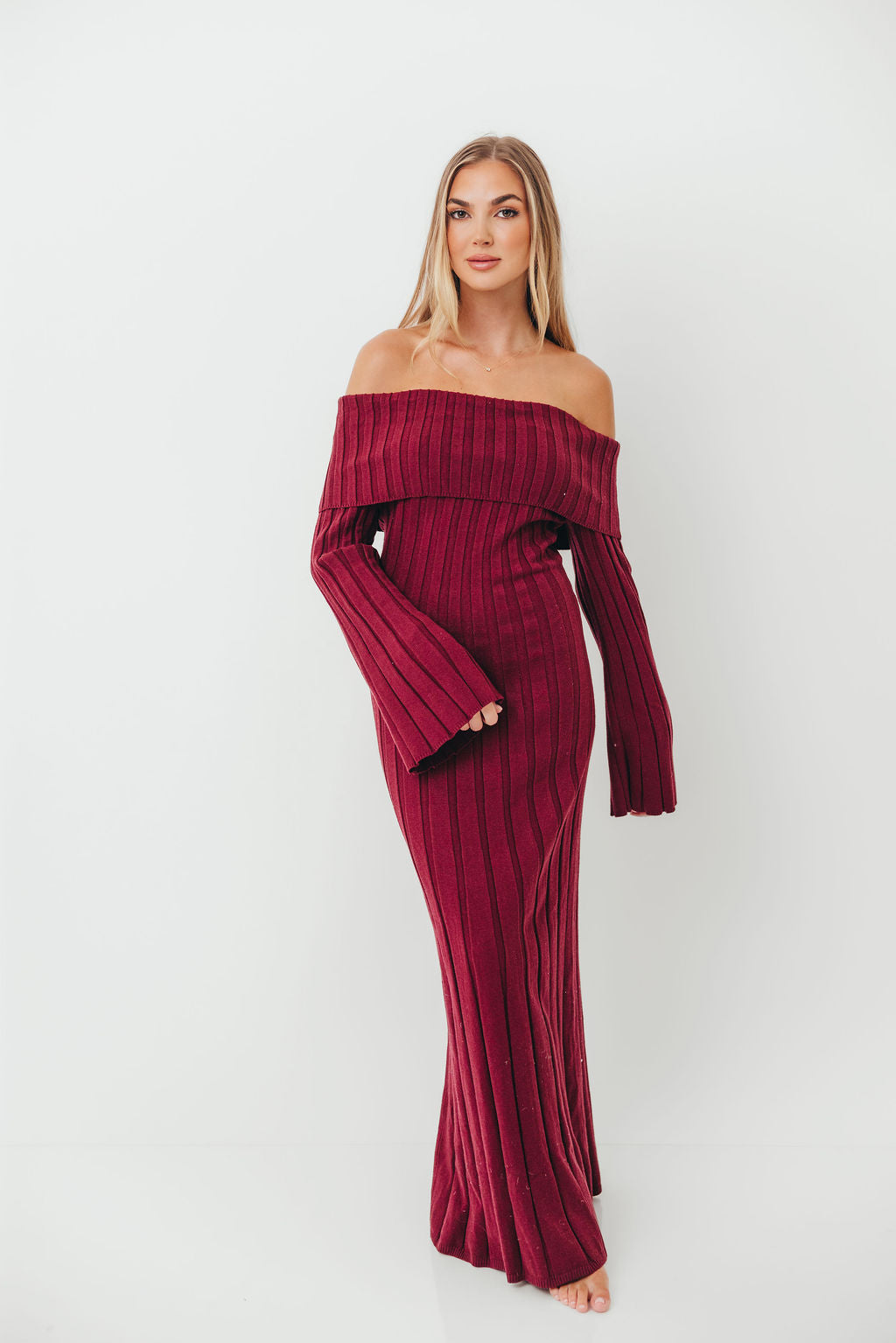 Evella Maxi Dress in Burgundy - Bump Friendly *Final Sale*