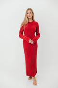 Colette Luxe Premium Long Sleeve Knit Maxi Dress in Muted Red - Bump Friendly *Final Sale*
