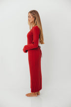 Colette Luxe Premium Long Sleeve Knit Maxi Dress in Muted Red - Bump Friendly *Final Sale*