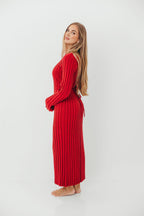 Colette Luxe Premium Long Sleeve Knit Maxi Dress in Muted Red - Bump Friendly *Final Sale*