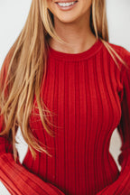 Colette Luxe Premium Long Sleeve Knit Maxi Dress in Muted Red - Bump Friendly *Final Sale*