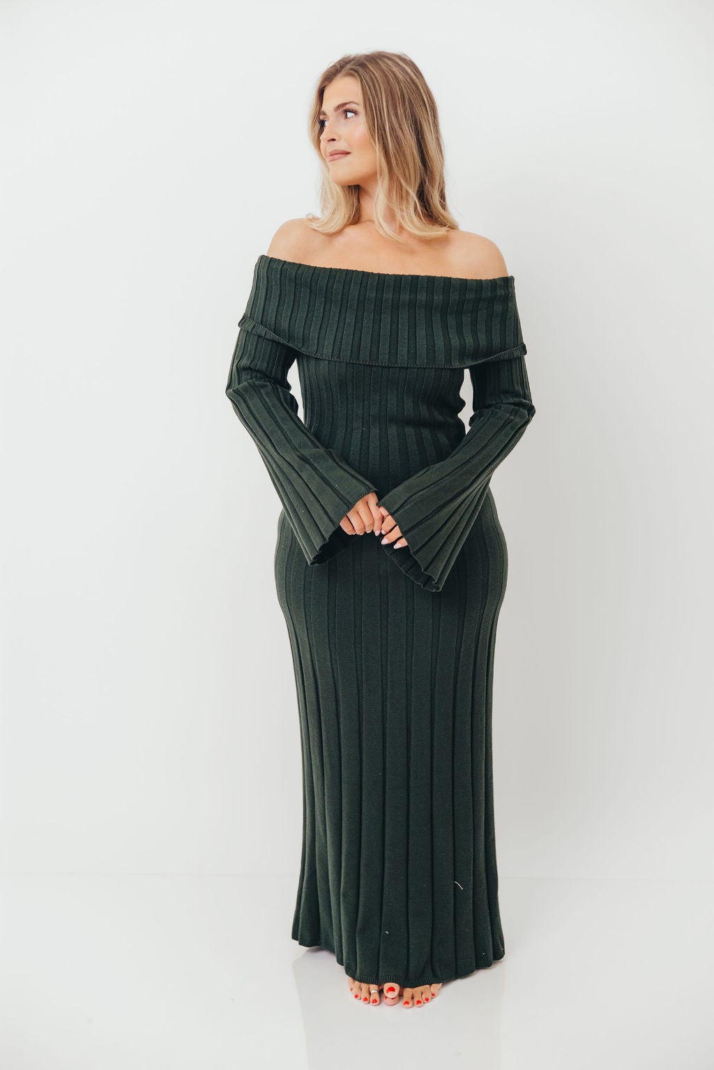 Evella Maxi Dress in Evergreen - Bump Friendly