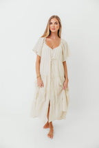 Rumi Woven Sweetheart Maxi Dress in Natural - Bump Friendly - Detachable Liner