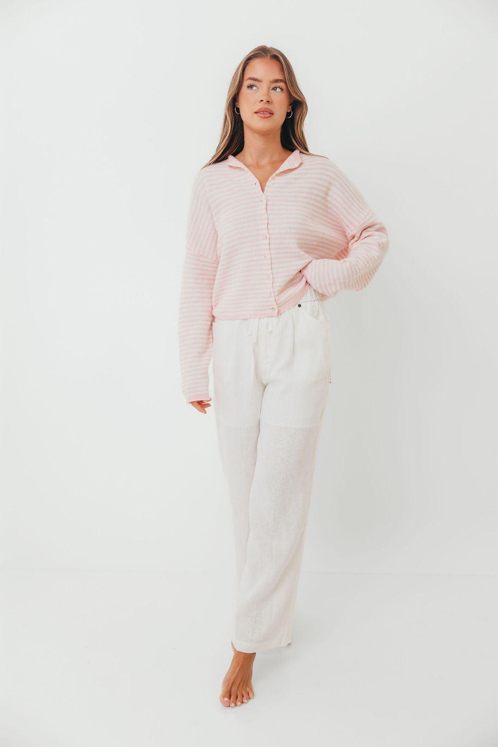 Piper Mini Stripes Cardigan in Pink