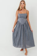 Nantucket 100% Cotton Midi Dress in Harborline