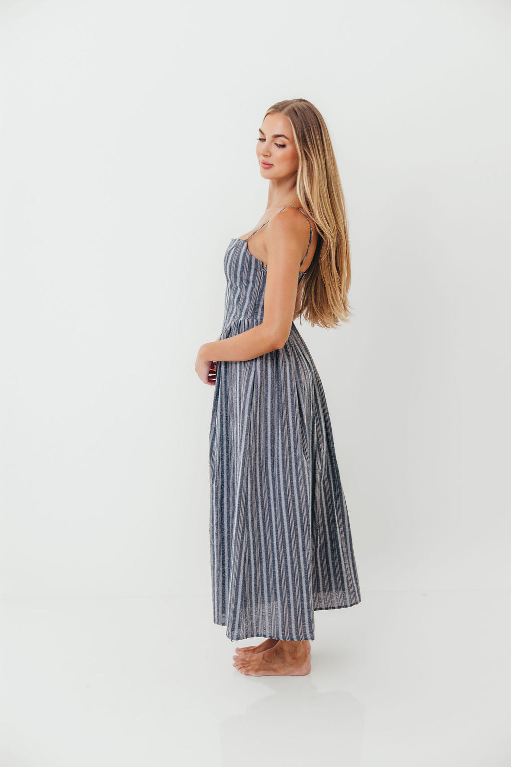 Nantucket 100% Cotton Midi Dress in Harborline
